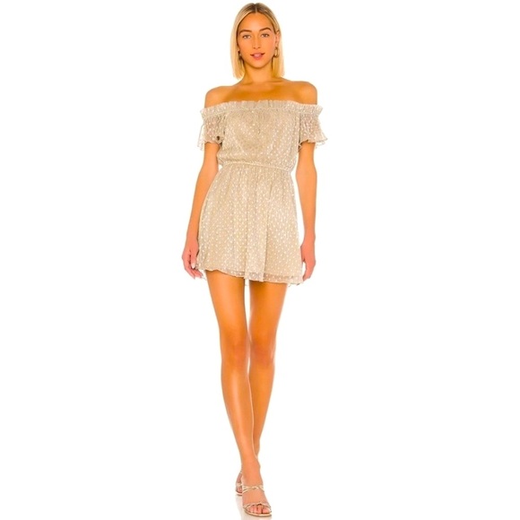 House of Harlow 1960 Revolve Star Gold Boho Babydoll Dress Y2K NWT - Picture 1 of 13